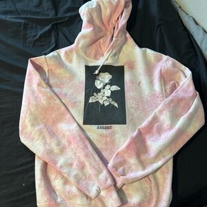 Pink Tie-Dye Hoodie with Floral Graphic